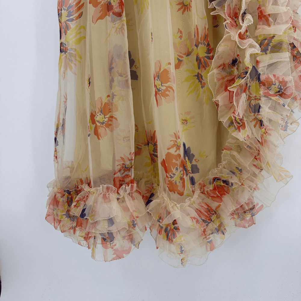 Doen Ernestine Dress RARE Sweet Gardenia Silk Organza Maxi SZ L Fairy Coquette - Picture 12 of 16